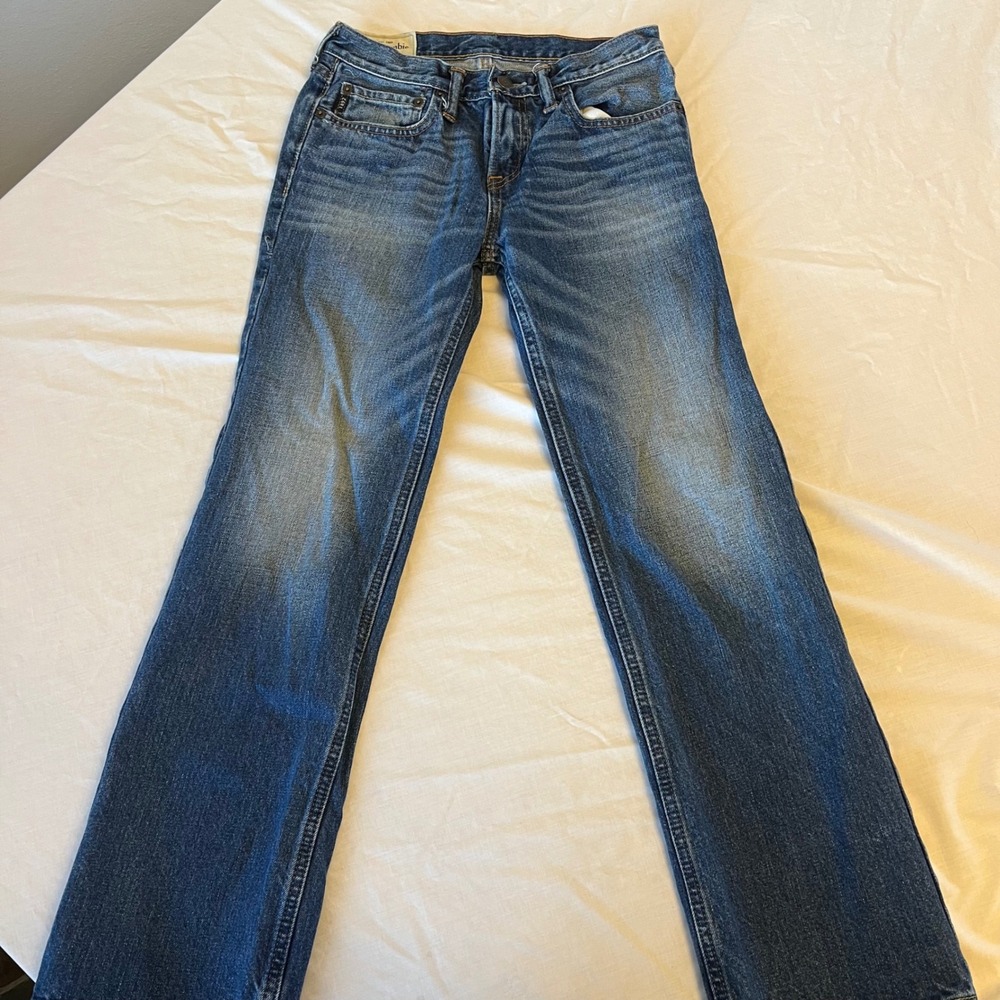 Abercrombie Kids Jeans Blue Wash Straight Leg Denim Size 14 - Picture 2 of 4